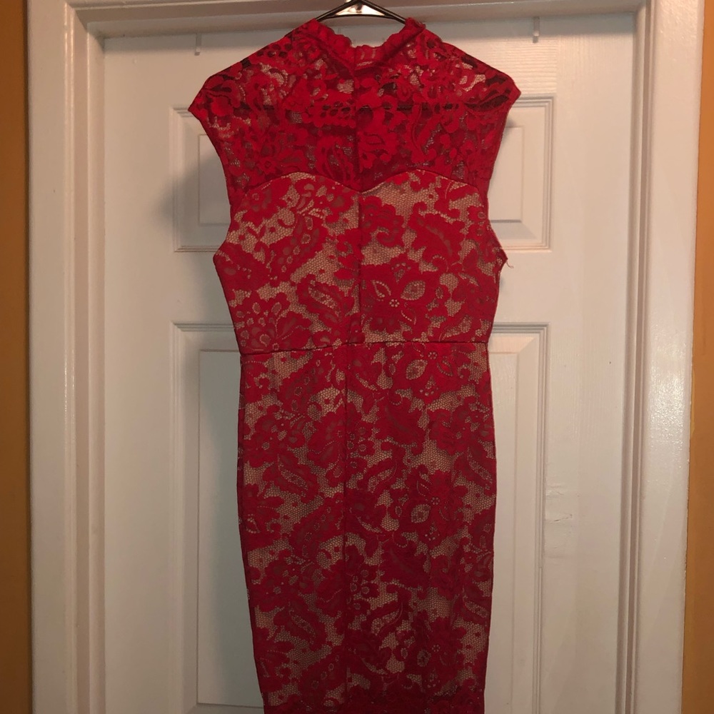 Lace Dress with Nude Underlay